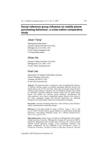 Social reference group influence on mobile phone purchasing ...