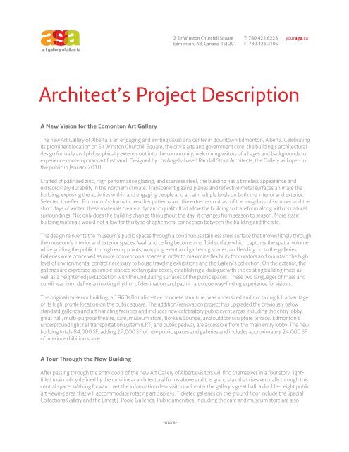 Architect's Project Description - Art Gallery of Alberta