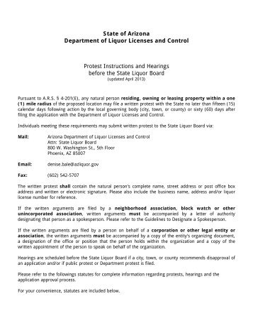 Protest Instructions - Arizona Department of Liquor Licenses and ...