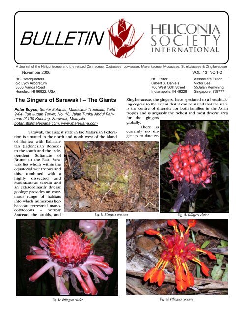 Bulletin Heliconia Society International