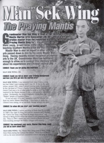 November 2001 Combat article with Grandmaster Man Sek Wing ...