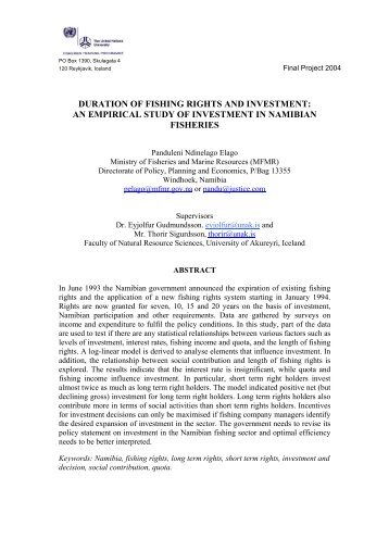 duration of fishing rights and investment: an empirical study of ...