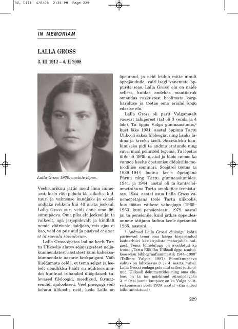 LALLA GROSS - Keel ja Kirjandus