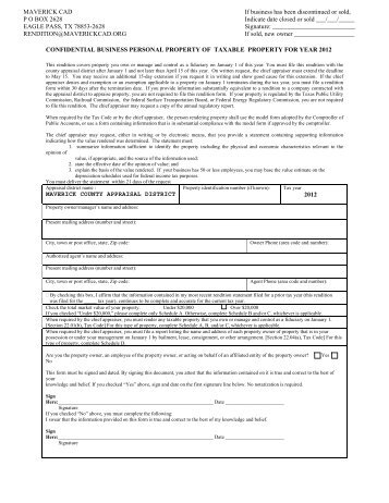 Personal Property Rendition Form 50-144 - Maverick County ...