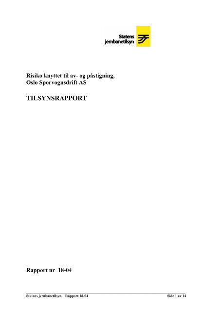 Tilsynsrapport 18-04 - Statens jernbanetilsyn