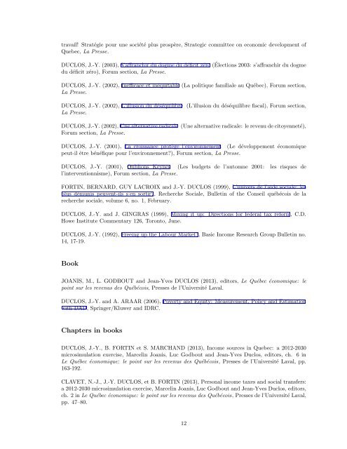 Curriculum Vitae - Département d'économique - Université Laval