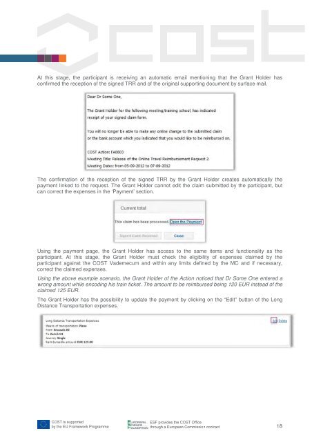 Cost Action, Travel Reimbursement Instructions - COST Action IS0904