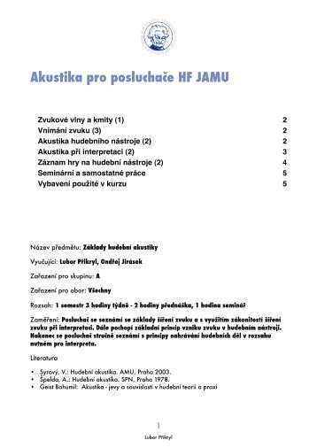 Akustika pro posluchaÄe HF JAMU - Audified