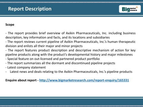 Latest Market Trends: Axikin Pharmaceuticals, Inc. Product Pipeline 2014