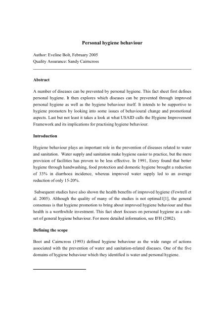 literature review on personal hygiene pdf