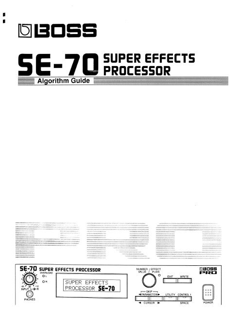 Boss SE-70 Algorithm Guide - House of Synth