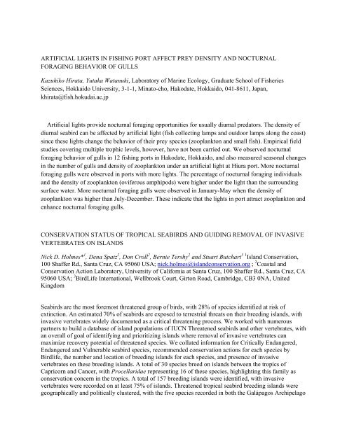 PSG 2012 Hawaii abstracts - Pacific Seabird Group