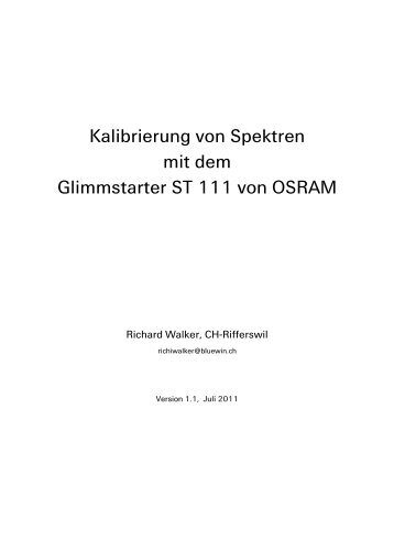 Kalibrierung von Spektren mit dem Glimmstarter ST ... - UrsusMajor