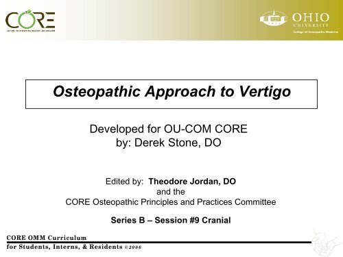 Osteopathic Approach to Vertigo