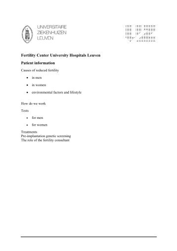 Fertility Center University Hospitals Leuven Patient ... - UZ Leuven