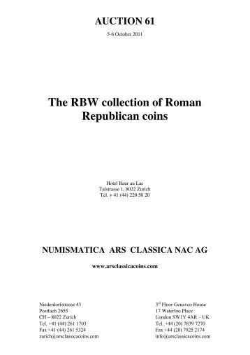 The RBW collection of Roman Republican coins - Numismatica Ars ...