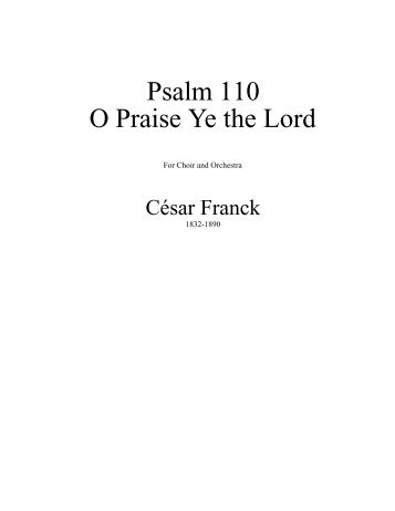 Psalm 110 O Praise Ye the Lord