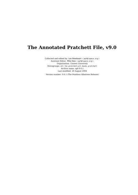 The Annotated Pratchett File, v9.0 - The L-Space Web