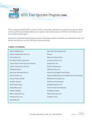 ASTA Tour Operator Membership ASTA Tour Operator Program