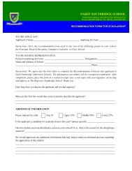 recommendation form for scholarship - PAREF Southridge School