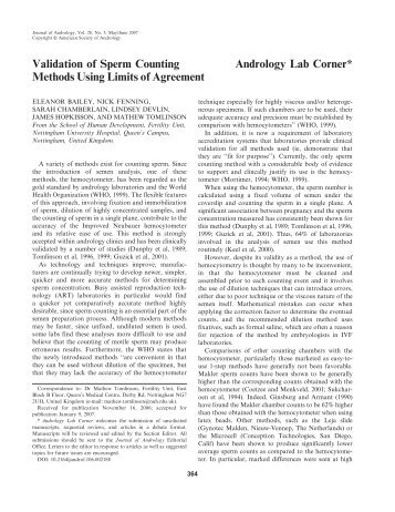 Andrology Lab Corner* Validation of Sperm Counting Methods ...