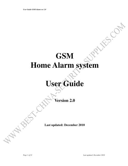 GSM Home Alarm system User Guide - Security Warehouse