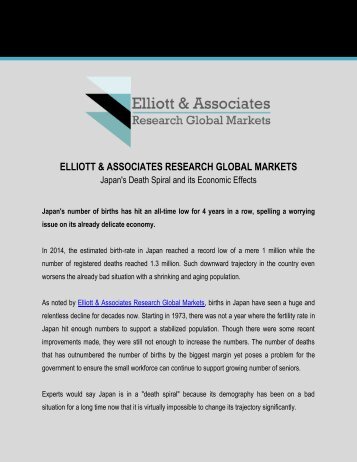 Elliott & Associates Research Global Markets: Japan's Death Spiral and its Economic Effects