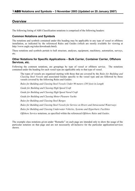 ABS Class Notations Table - Towmasters: the Master of Towing ...