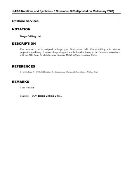 ABS Class Notations Table - Towmasters: the Master of Towing ...