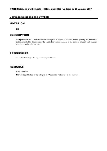 ABS Class Notations Table - Towmasters: the Master of Towing ...