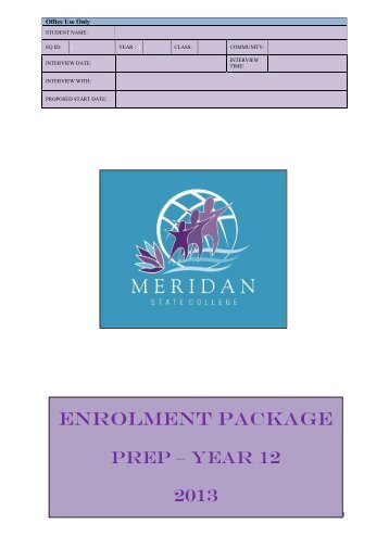 ENROLMENT PACKAGE - Meridan State College - Education ...