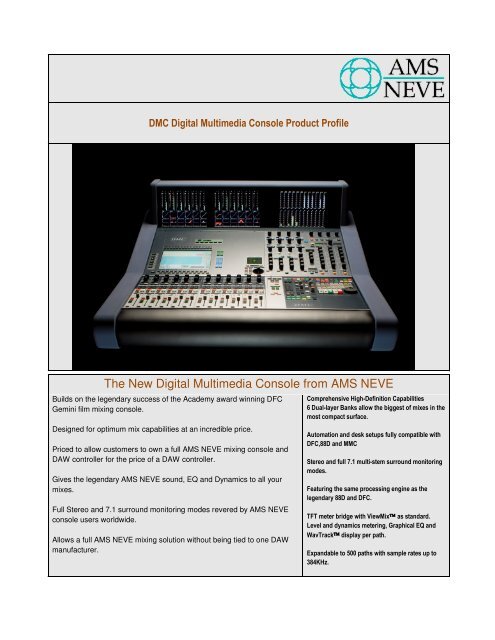 DMC Product Profile - AMS Neve