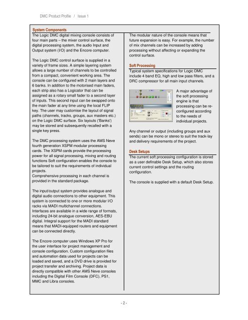 DMC Product Profile - AMS Neve