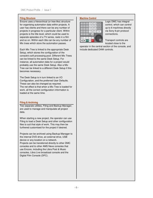 DMC Product Profile - AMS Neve