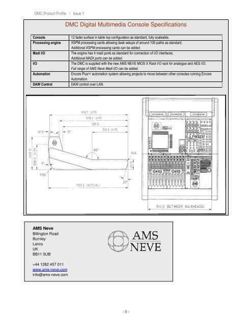 DMC Product Profile - AMS Neve