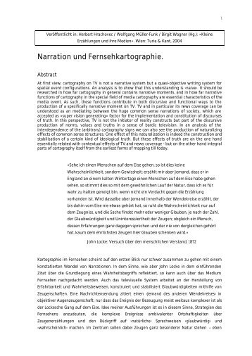 Narration und Fernsehkartographie. - Dr.Rolf F. Nohr