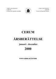 VerksamhetsberÃ¤ttelse 2000 - Cerum - UmeÃ¥ universitet