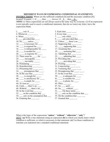 DIFFERENT WAYS OF EXPRESSING CONDITIONAL STATEMENTS