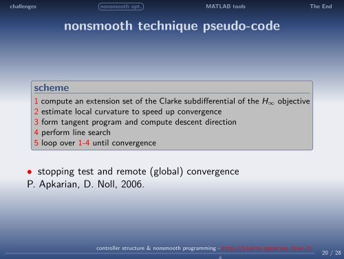 controller structure & nonsmooth programming - Pierre Apkarian - Free