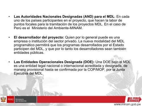 Perspectivas del MDL en PerÃº proyectos de energÃ­a ... - Tech4CDM