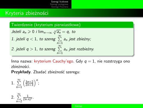 Prezentacja: szeregi liczbowe