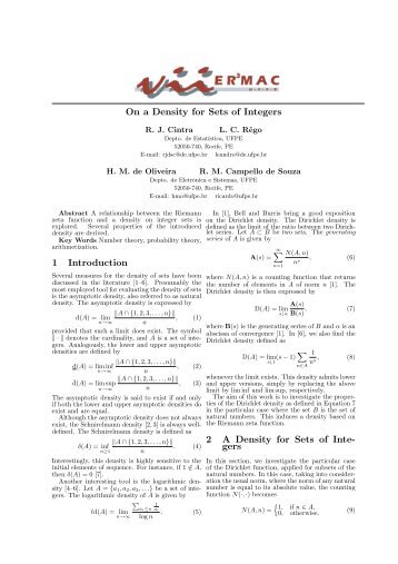 On a Density for Sets of Integers 1 Introduction 2 A Density for Sets ...