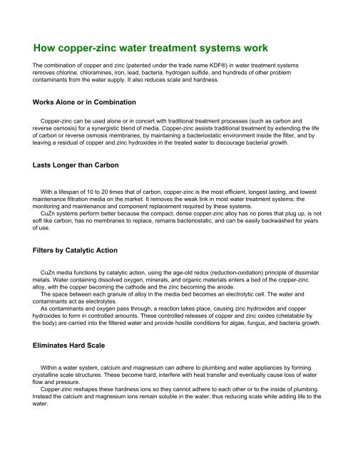 (PDF) How copper-zinc water treatment systems work - Green Nest