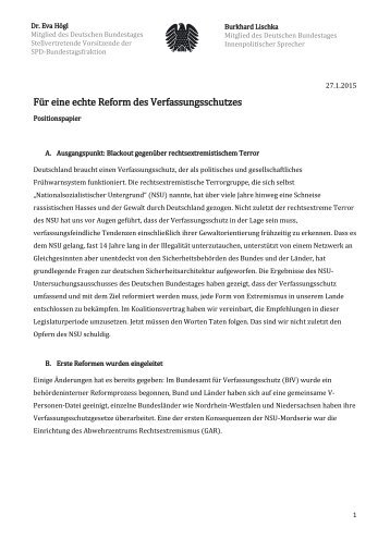 Für eine echte Reform des Verfassungsschutzes - Positionspapier