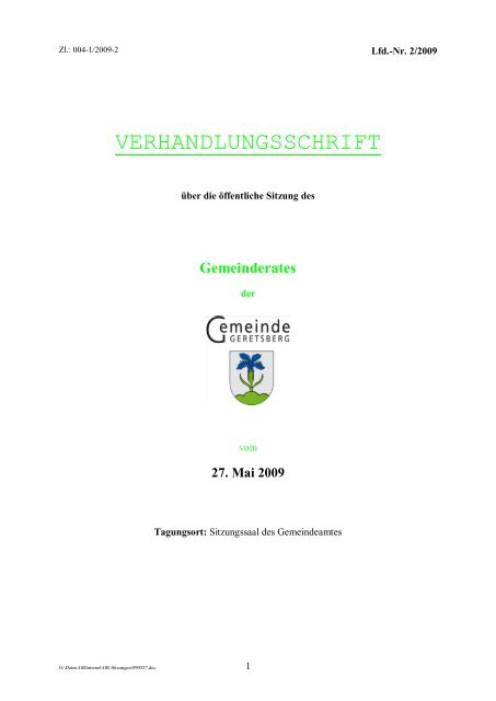 VERHANDLUNGSSCHRIFT - Geretsberg