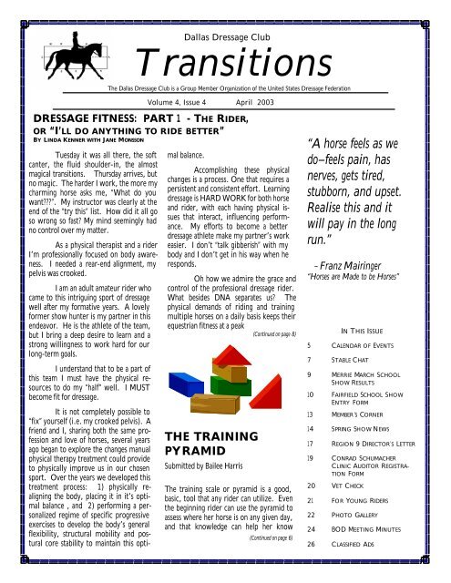 Transitions - Dallas Dressage Club