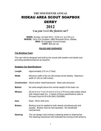 RIDEAU AREA SCOUT SOAPBOX DERBY - Rideau Area Scouting