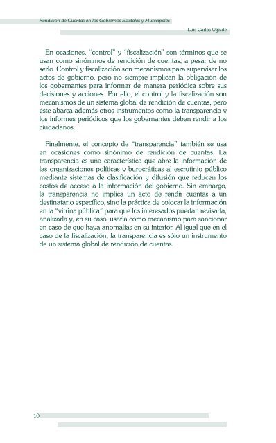 La Rendición de Cuentas en los Gobiernos Estatales y Municipales