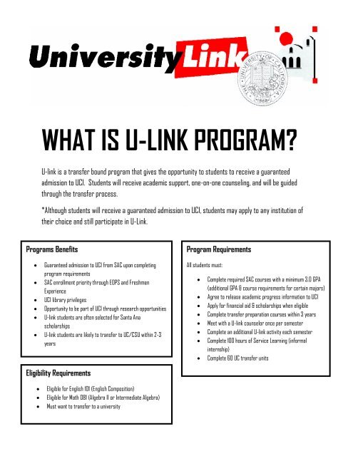 WHAT IS U-LINK PROGRAM? - Santa Ana College