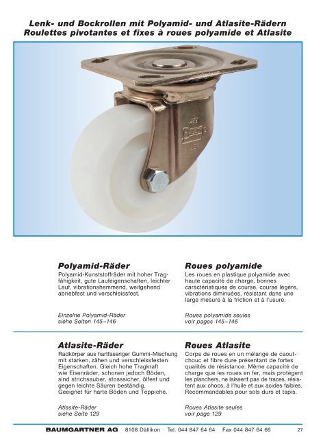 Lenk- und Bockrollen mit Polyamid - Baumgartner AG